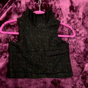Black lace mock neck crop top